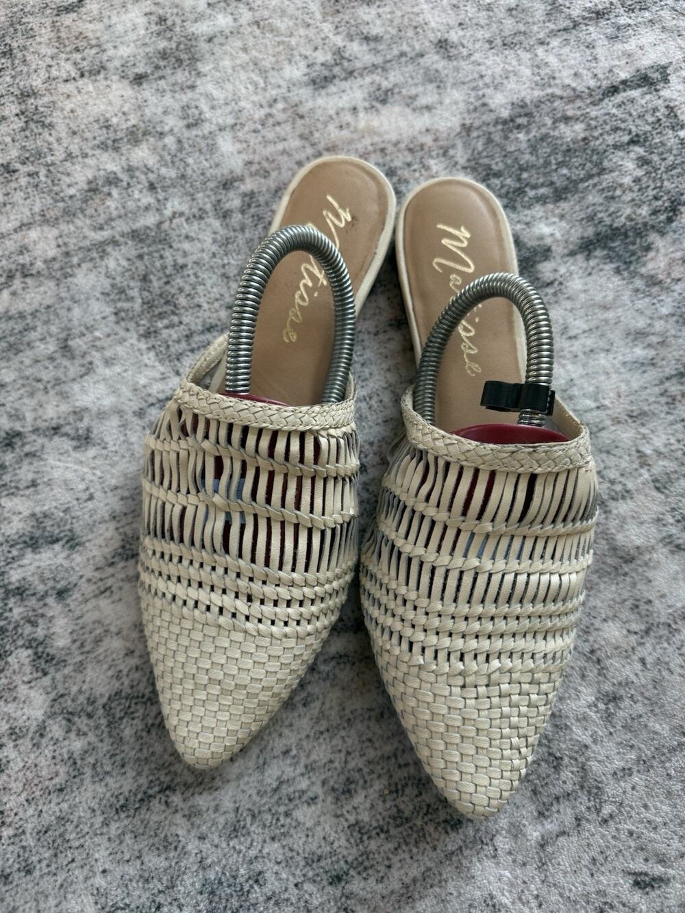 Matisse TUSCAN MULE Woven pointed toe Ivory size US 8 boho leather minimalist